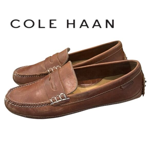 Cole Haan Men\'s Brown Leather Driving Moc Loafers 7.5 7.5M
